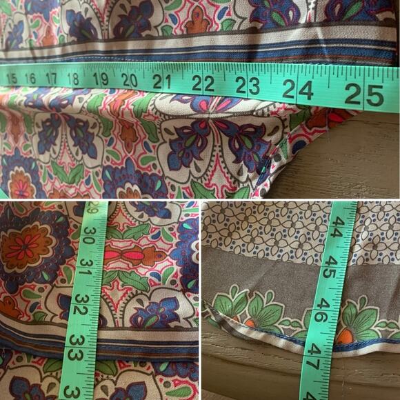 Sheer Chiffon Velvet Waist  Large Kimono Dress  Royal Blue Burnt Orange - Picture 10 of 12